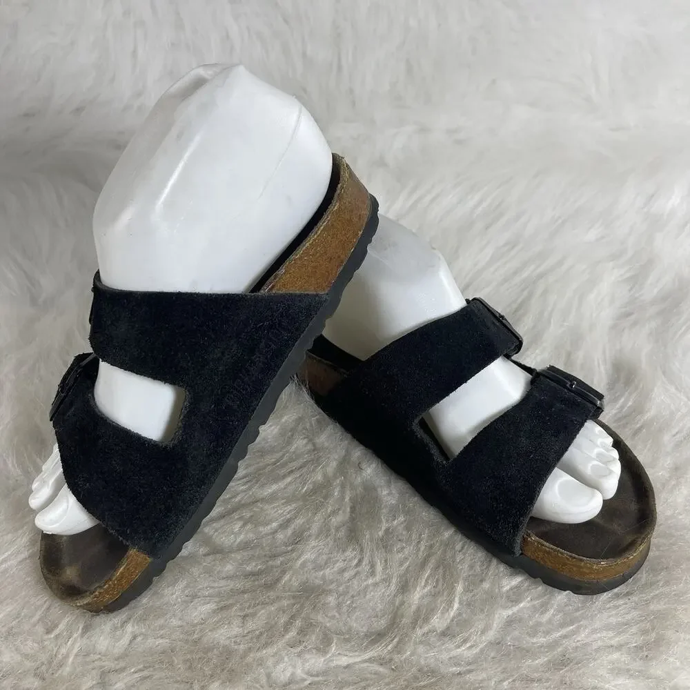 Birkenstock Arizona Black Suede Sandals EU 35 US 4-4.5 Narrow Germany